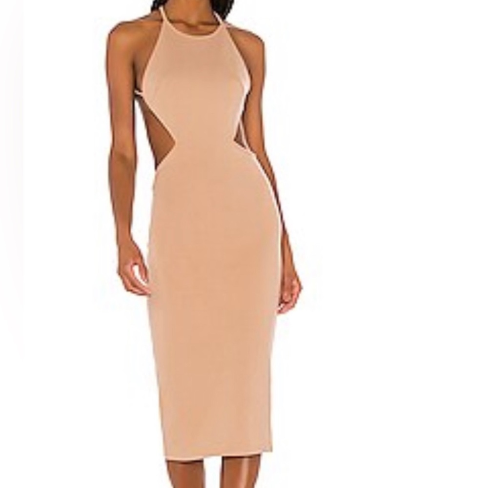 Super down Zayne Midi dress in nude, NWT